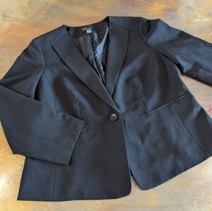 Black Label Evan Picone Classic Black Blazer Size 14W Work Office One Button